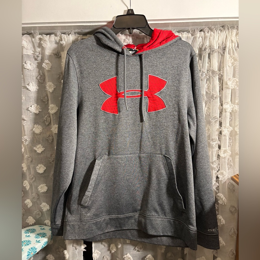 Under Armour Men's Charcoal and Scarlet Hoodie